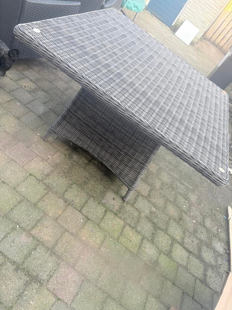 Hoge tuintafel Bois Le Duc - Wicker 120x120, Tuin en Terras, Ophalen, Gebruikt, Rechthoekig, Wicker