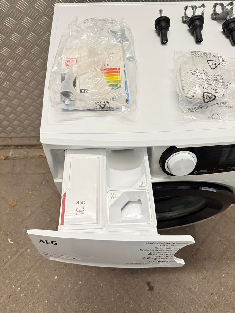 AEG 9000 Series AbsoluteCare (Zout) Wasmachine 8kg Nieuw, Witgoed en Apparatuur, 8 tot 10 kg, Ophalen of Verzenden, Zo goed als nieuw