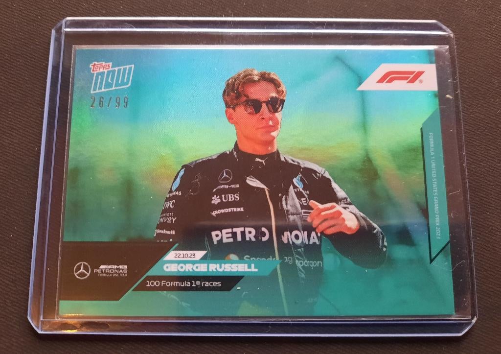 George Russell Topps Now 2023 USA Aqua Foil Zeldzaam 26/99, Ophalen of Verzenden, Nieuw, Plaatje