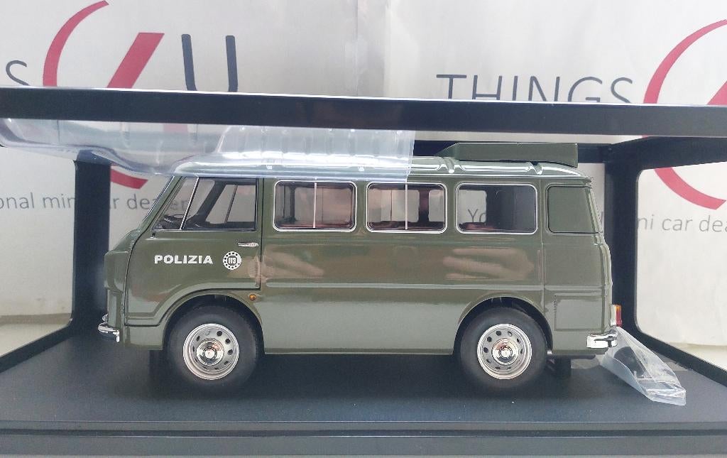 Mitica 1:18 Alfa Romeo F-12 Minibus politie 1970 olijfgroen, Ophalen of Verzenden, Nieuw, Auto, Overige merken