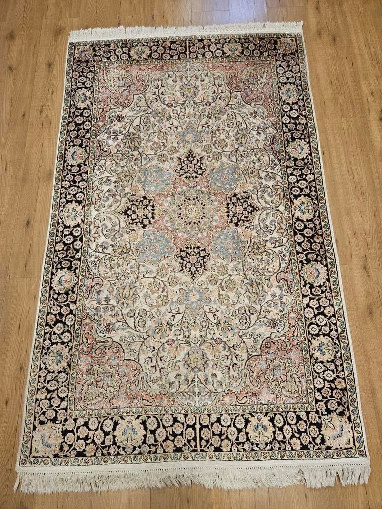 Vintage handgeknoopt perzisch tapijt kashmir zijde 201x118, Info@SlatsAntiek.nl, 100 tot 150 cm, Perzisch, 200 cm of meer