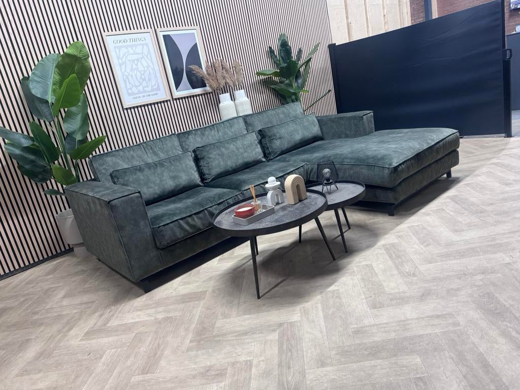 ZGAN Hippe Velvet Velours Hoekbank - Groen - 295 x 205, 250 tot 300 cm, -, -, Hoekbank