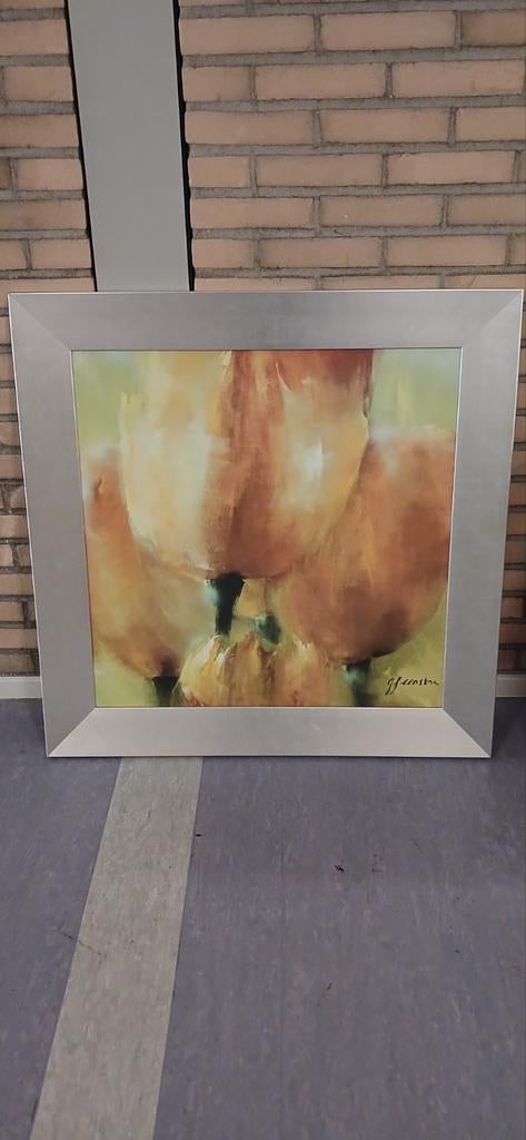 Schilderij met tulpen van Greetje Feenstra € 100,00, Ophalen