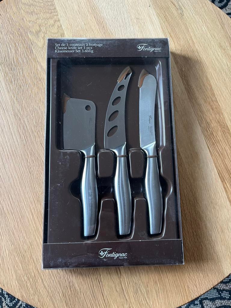 Fontignac 3 delige kaasmes set, Verzenden, Zo goed als nieuw, Rvs of Chroom, Vaatwasserbestendig