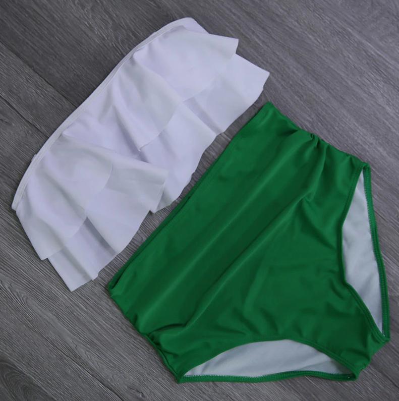 Witte groene high waist bikini push up heup dames vrouwen, Verzenden, Nieuw, Overige kleuren, Bikini