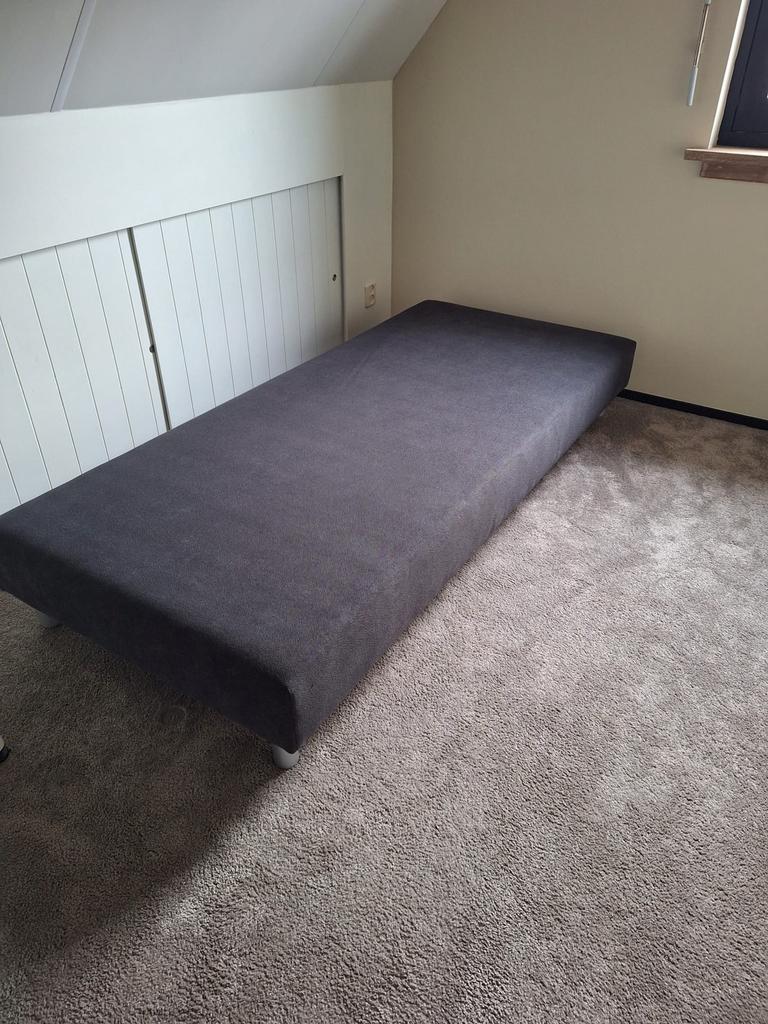 1persoons boxspring,90x200,zonder matras., Ophalen, Gebruikt, Grijs