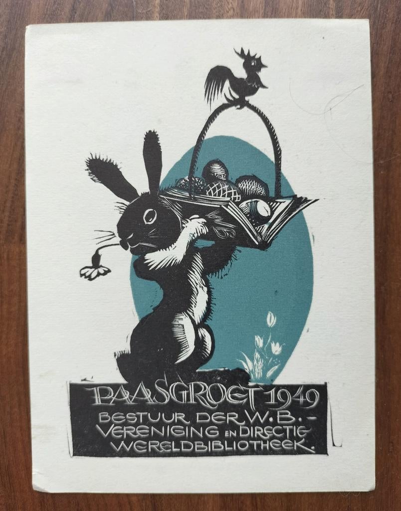 Gelegenheidsgrafiek - Pasen 1949 (R. Snapper, houtsnede), Antiek en Kunst, Ophalen of Verzenden, Houtsnede, Met tekst, 1900 - 1949