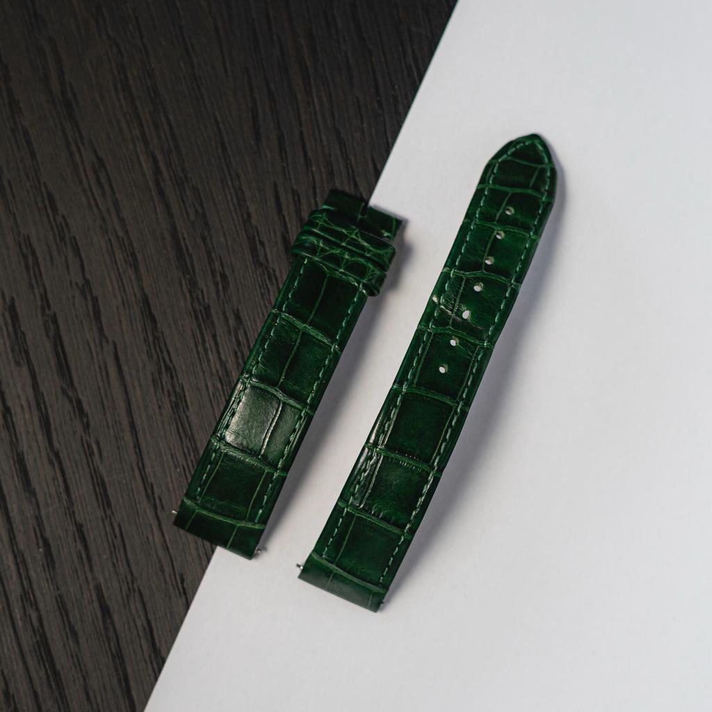 Cartier Santos Dumont horloge band | groen alligator leer, Overige merken, Overige materialen, Polshorloge, Ophalen of Verzenden