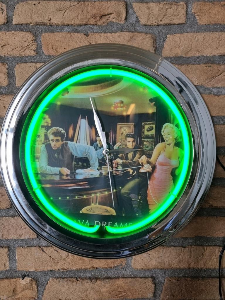 Neon Wandklok "Java Dreams" met iconische figuren, Ophalen of Verzenden, Nieuw