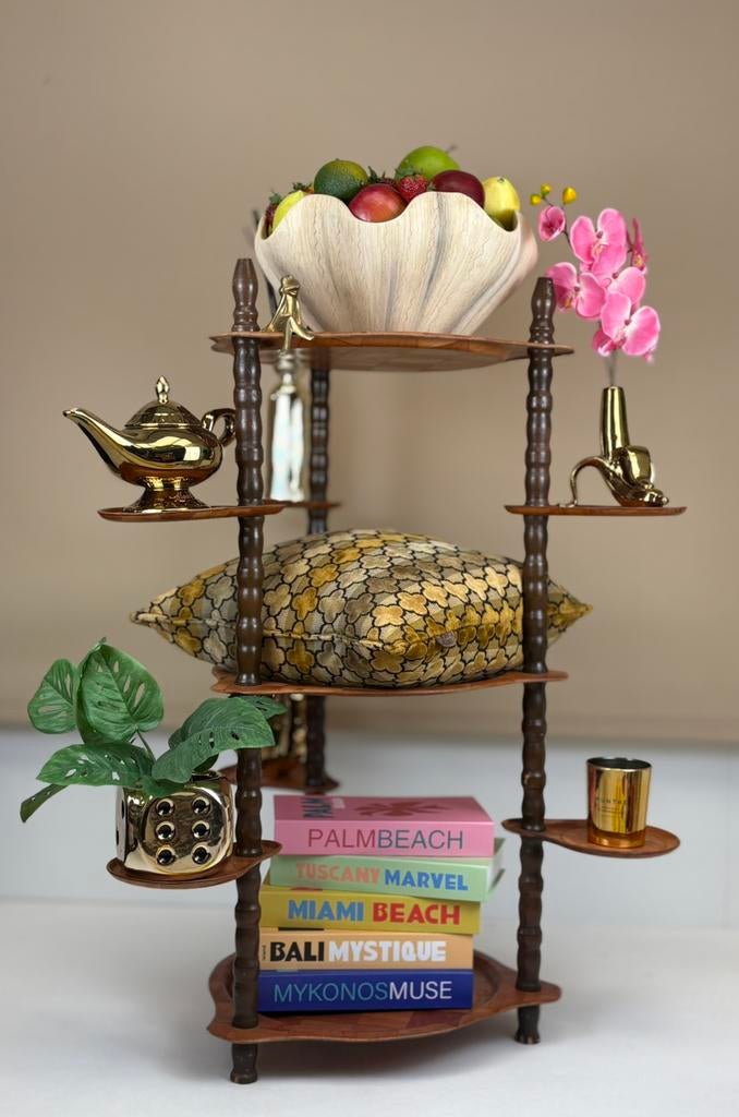 Vintage bijzettafel/sidetable/plantentafel seventies hout, Ophalen, 50 tot 100 cm, ., Vintage