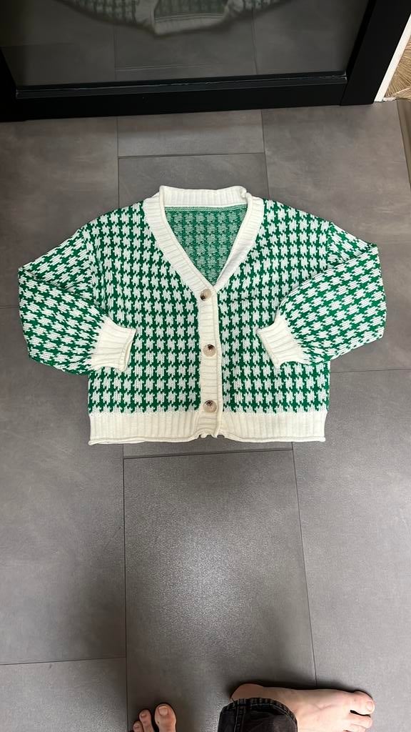 Groen/wit vest – trendy print – XS, Ophalen, Carnaval, ., Zo goed als nieuw