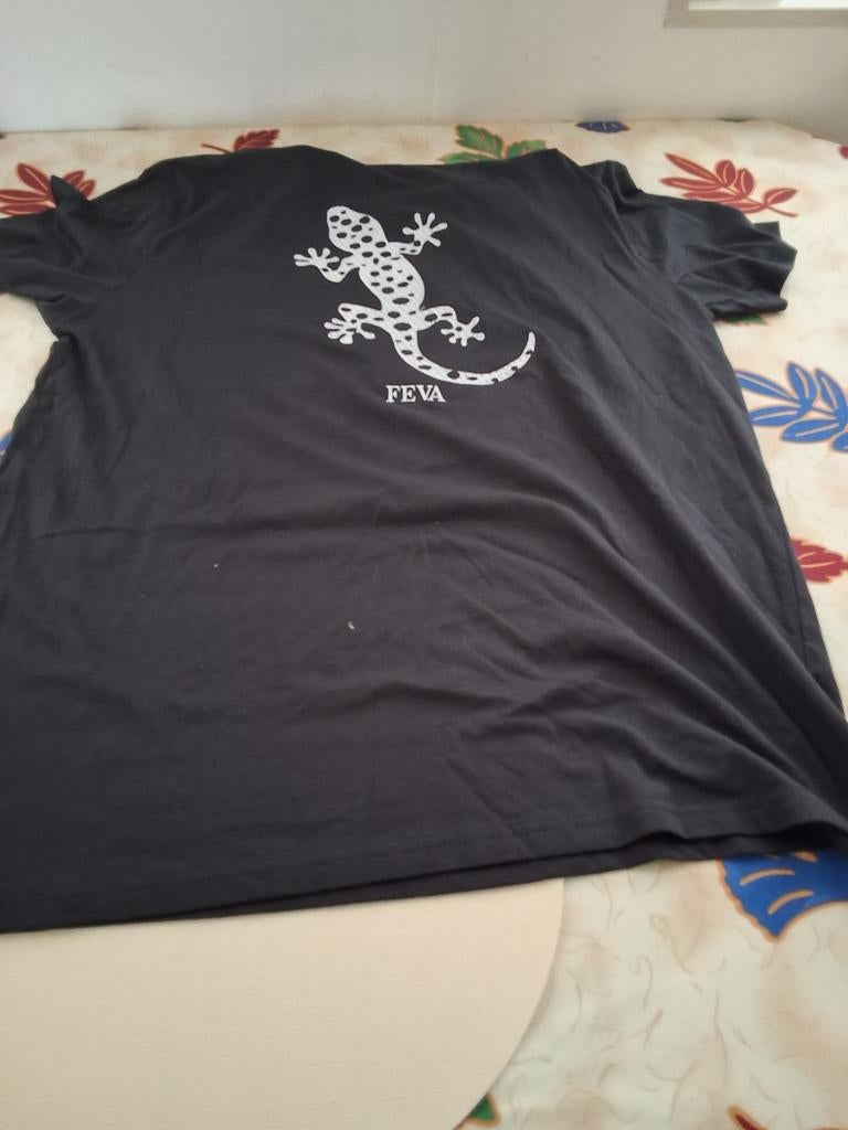 Zwart T-shirt met Gekko opdruk - Maat L, Maat 52/54 (L), FEVA, Zwart, Nieuw