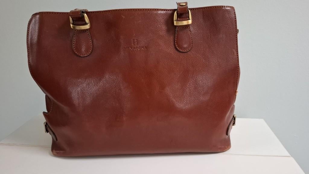 Lederen handtas, Ophalen of Verzenden, Gebruikt, Bruin, Handtas