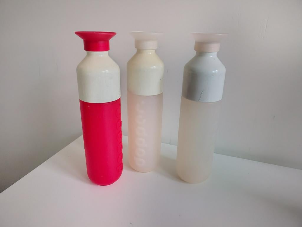 3x Dopper waterflessen - Rood en transparant, Ophalen of Verzenden, Gebruikt