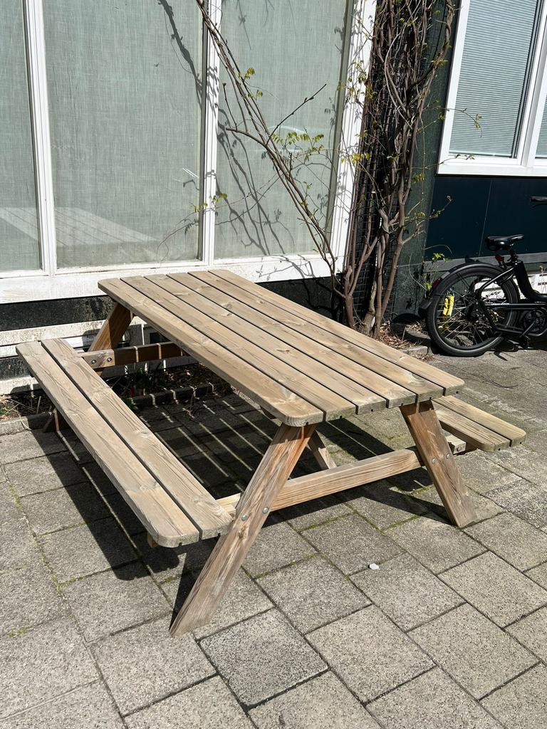 Houten Picknicktafel 'DeLuxe' 180x70cm - Naaldhout, Tuin en Terras, Picknicktafels, Nieuw, Rechthoekig, Hout, Inklapbaar, Ophalen