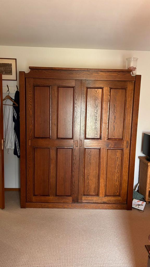 Houten kledingkast met schuifdeuren, Huis en Inrichting, Kasten | Kledingkasten, Ophalen, Gebruikt, 150 tot 200 cm, Overige houtsoorten