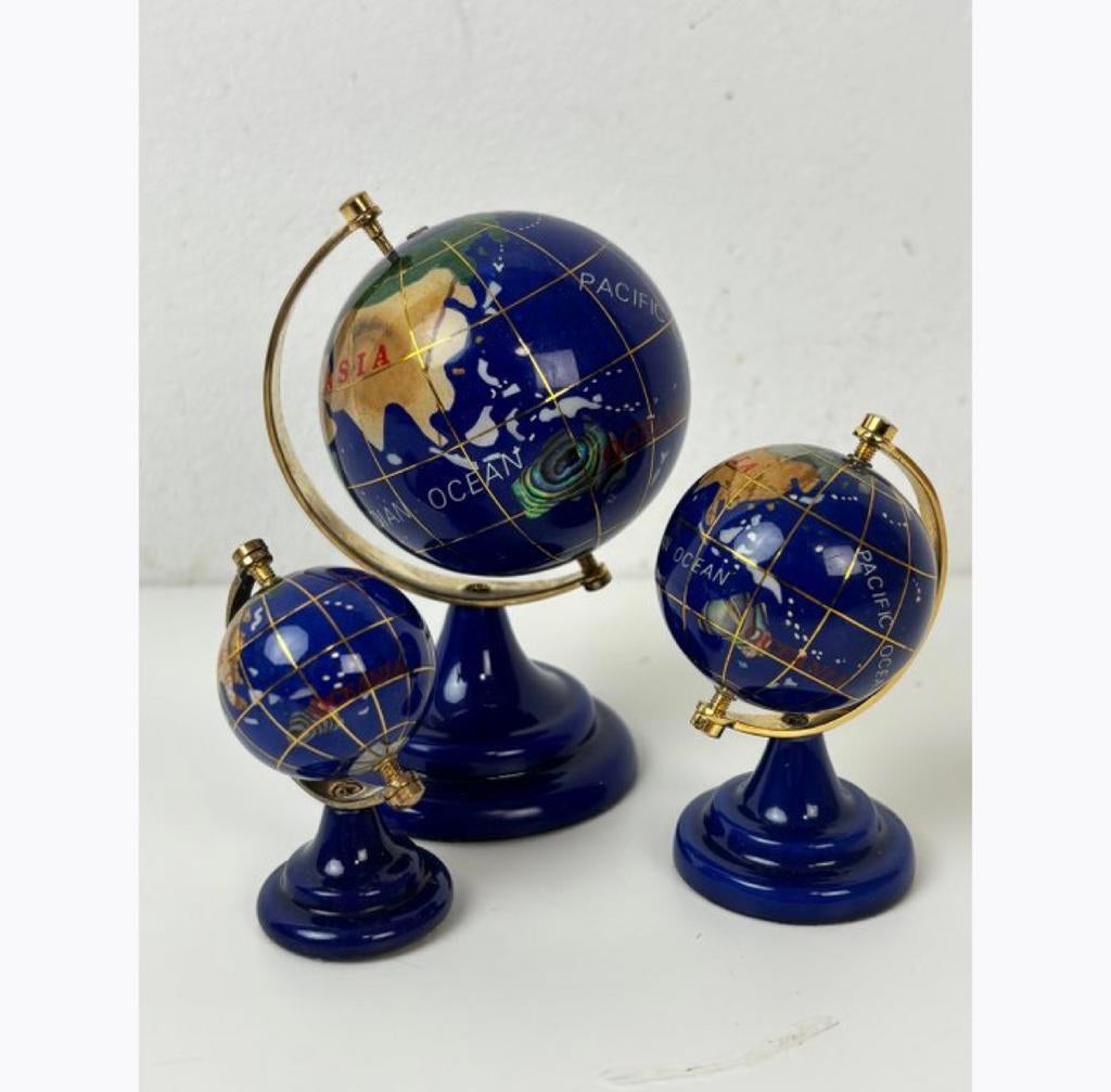 3 Lapis lazuli edelstenen globe 1970, Ophalen of Verzenden