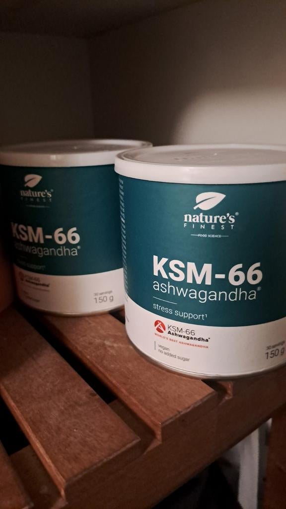 2 potten Nature's Finest Ashwagandha KSM-66  poeder, Ophalen of Verzenden, Nieuw, Poeder of Drank