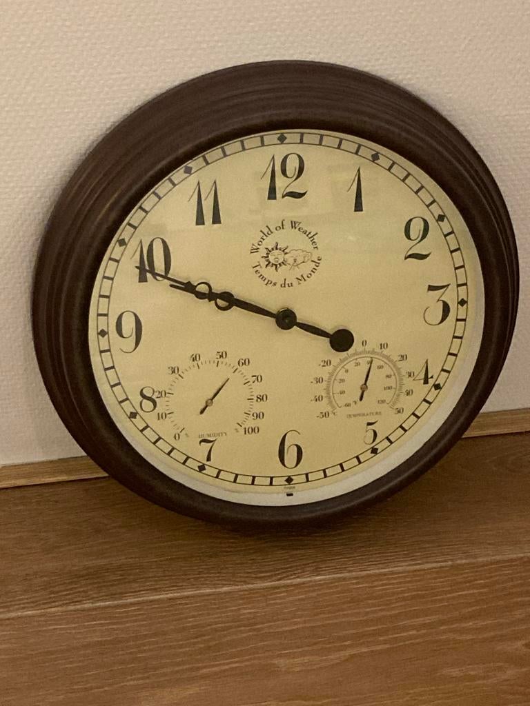 Esschert Design Tuinklok Kunststof - Tijd, Temp & Luchtvocht, Ophalen, Nieuw, Analoog, Wandklok