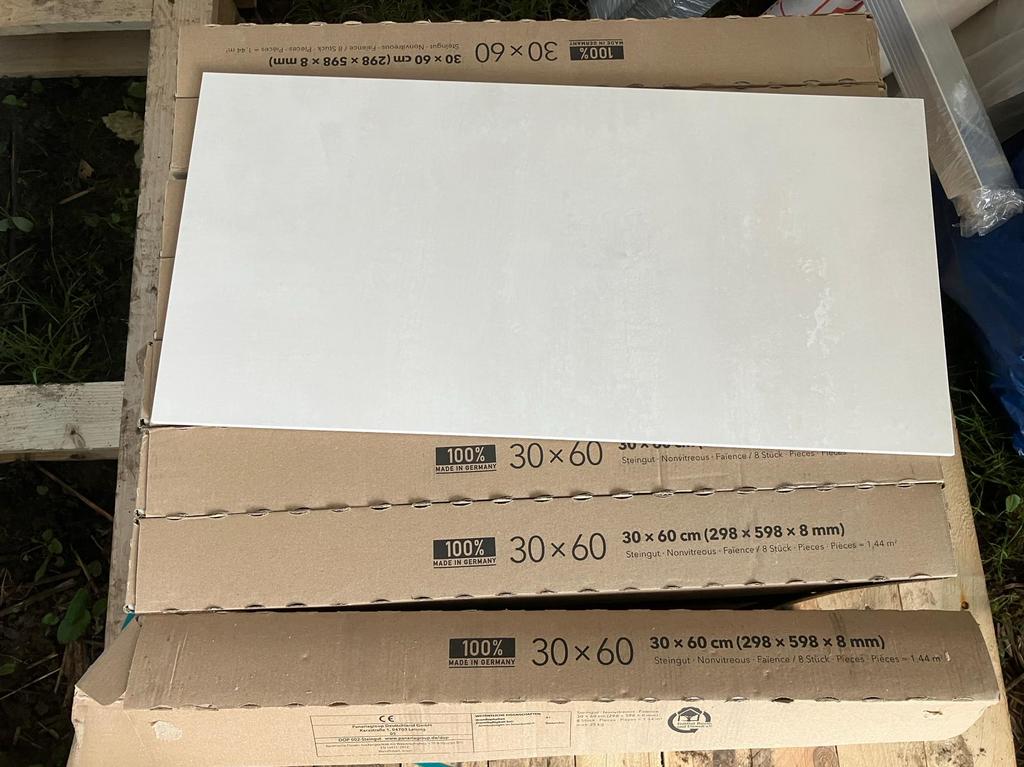 Crème witte wandtegels stuc-look 30x60 cm - 10,08m2, Ophalen, 40 tot 60 cm, Nieuw, 10 m² of meer