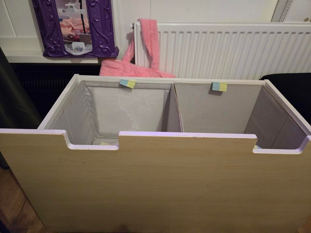 Houten opbergkist met twee vakken, Ophalen of Verzenden, Gebruikt