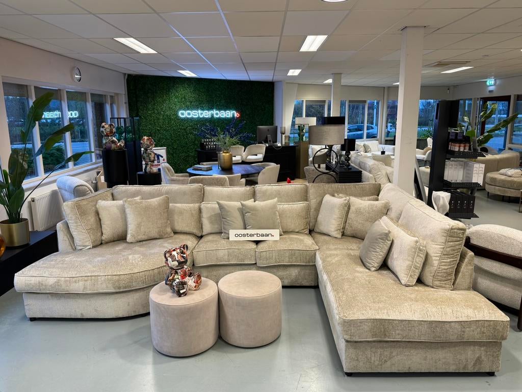 Luxe Velvet Teddy U-bank Pocket Round NIEUW 175x375x250cm, Info@oosterbaanwonen.nl, Venus 31 8448CE Heerenveen, Hoekbank, Oosterbaan Wonen