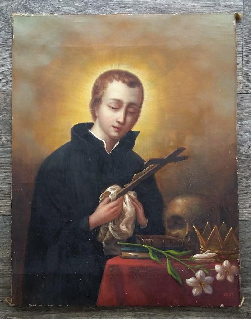 Jaar 1858 Olieverf Schilderij Heilige Sint Gerardus Majella