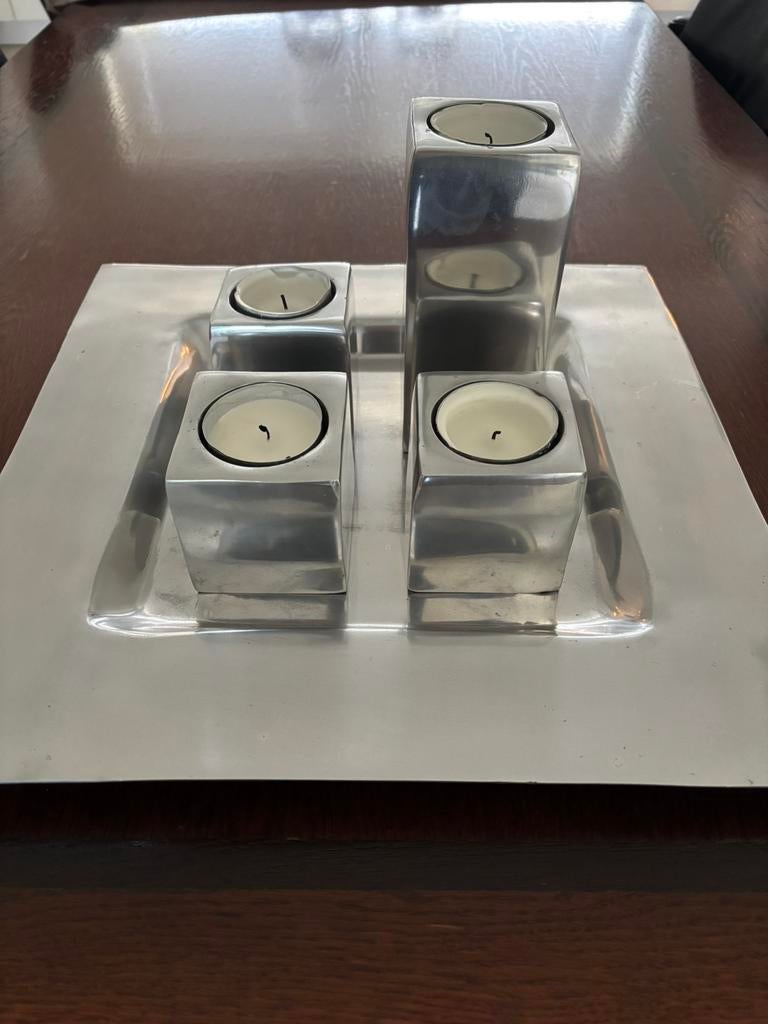 BoB decoratie dienblad met theelichten, Verzenden, Zo goed als nieuw, Vierkant, Metaal