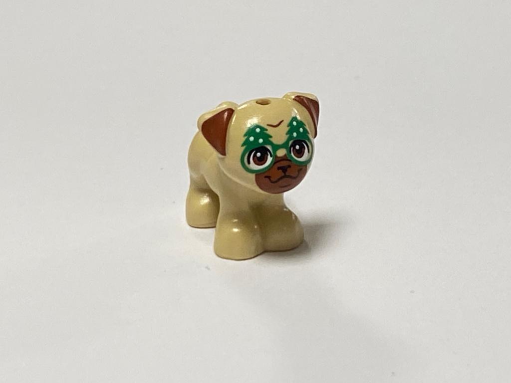 Lego nieuw beige mopshond / pug met groene denneboom bril, Ophalen of Verzenden, Nieuw, Losse stenen, Lego