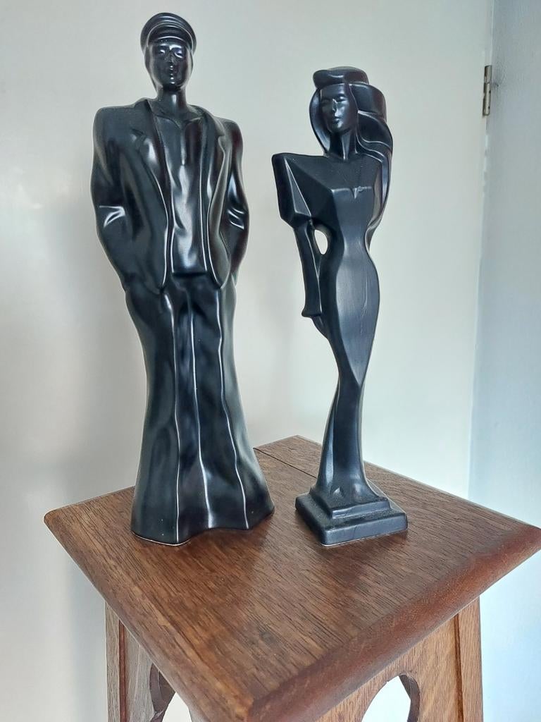 Vintage beelden Set ca 35 en 30 cm hoog, Antiek en Kunst, Kunst | Beelden en Houtsnijwerken, Ophalen of Verzenden