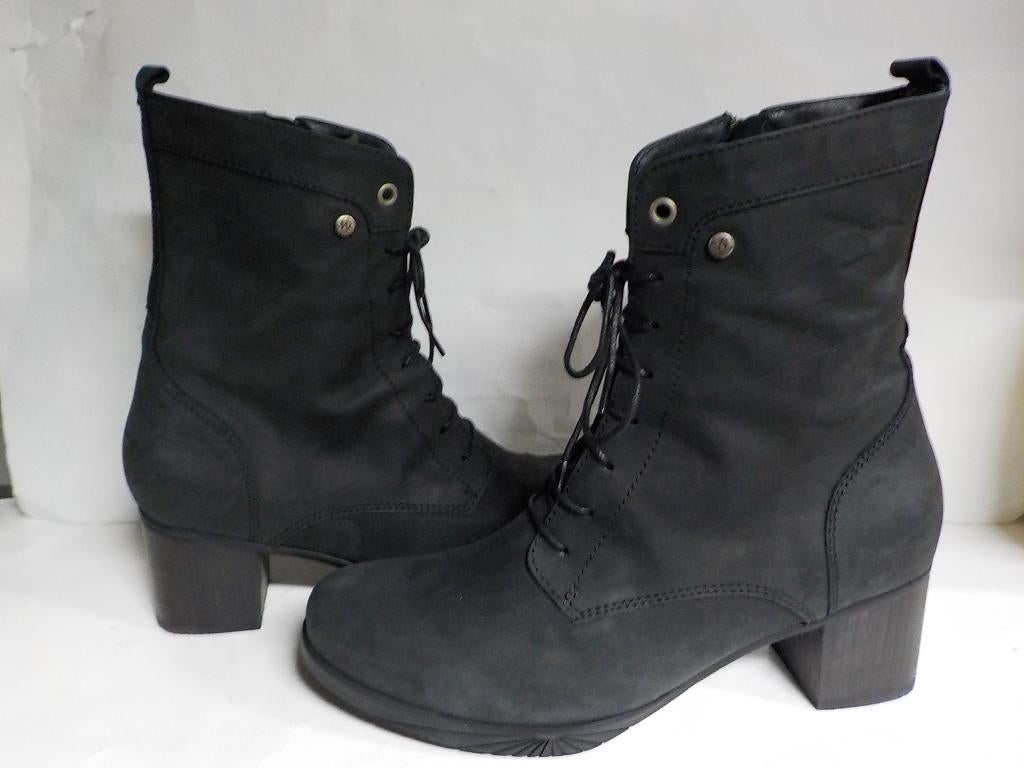 Zwarte half hoge Wolky veterlaarsjes maat 41, Wolky B.V., Zwart, Lage of Enkellaarzen, Ophalen of Verzenden