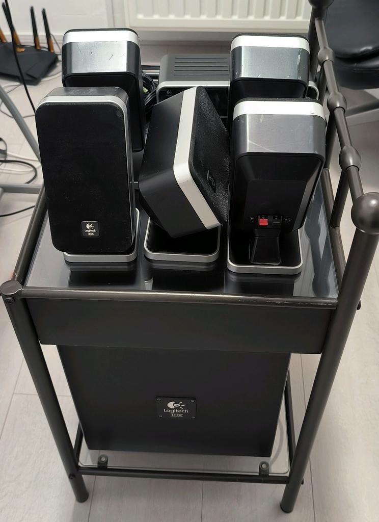 Logitech Z-5400 5.1 luidsprekersysteem in goede staat.., Ophalen of Verzenden, 120 watt of meer, Subwoofer, Overige merken