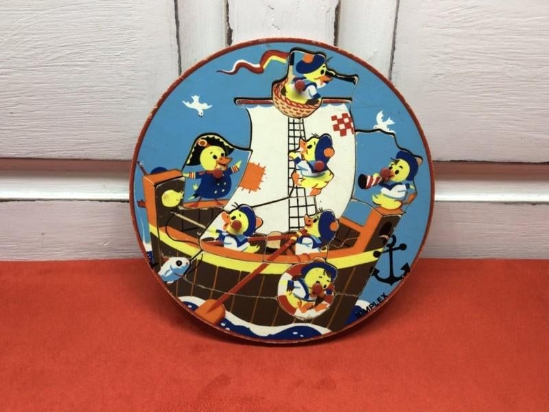 Oud ronde houten puzzel van Simplex, Gebruikt, ., Ophalen of Verzenden, Simplex