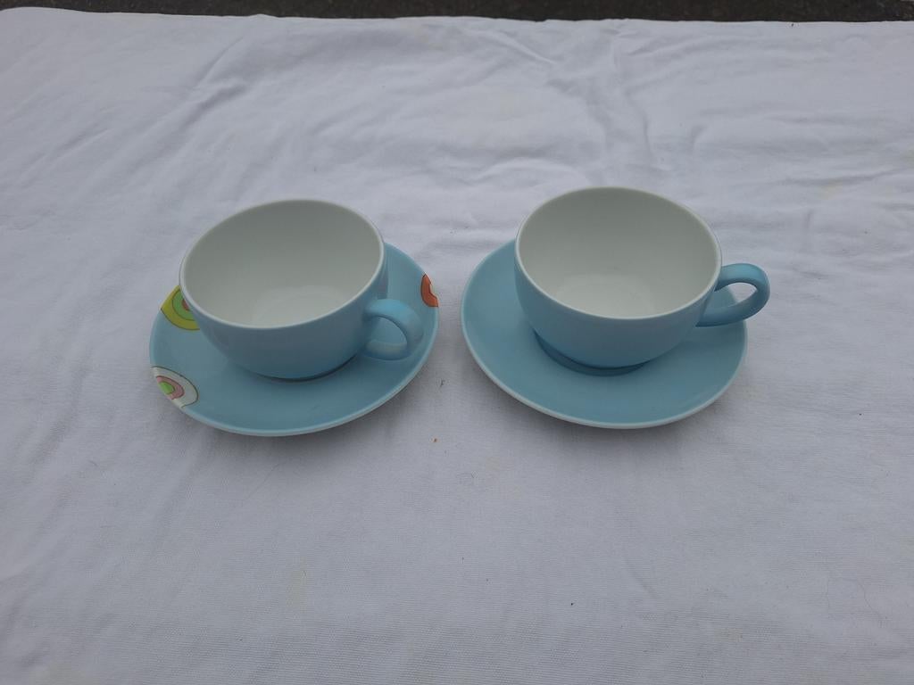 Dibbern 2 x kop en schotel lichtblauw, Ophalen of Verzenden