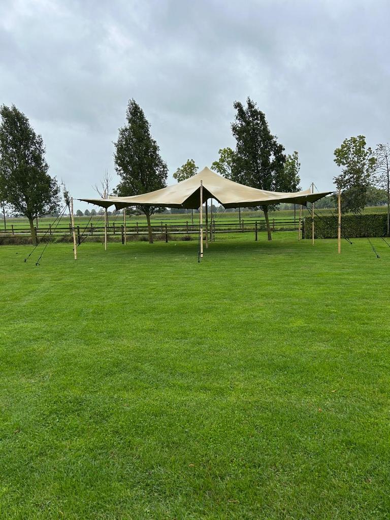 Stretchtent 7,5 x 10m Te Koop, Opvouwbaar, Overige typen, 6 meter of meer, Zo goed als nieuw