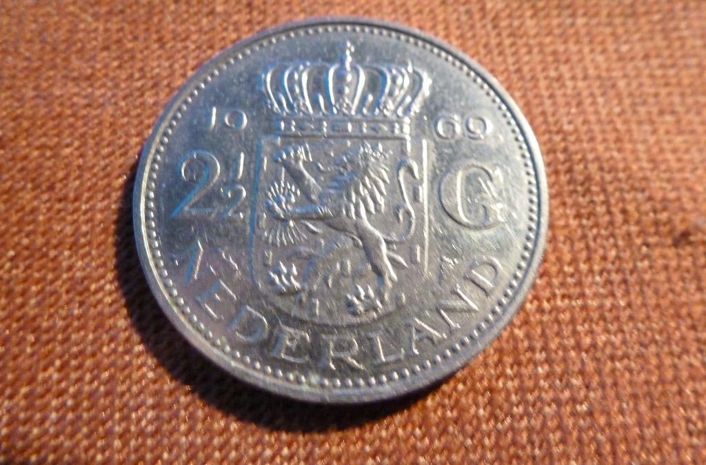 Zeldzame Rijksdaalder 1969 met mmt "Vis"!, Verzenden, Koningin Juliana, 2½ gulden, Losse munt