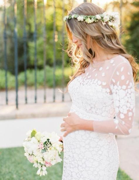 Zwangere bruid? Zwangerschaps trouwjurk!, Ophalen, Nieuw, Wit, Trouwjurk