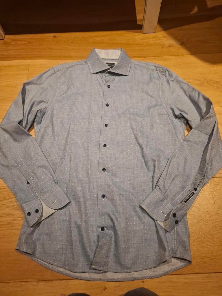 Profuomo Overhemd Print Mt 40 (L) Slimfit Non Iron, Ophalen of Verzenden, Zo goed als nieuw, Profuomo, Halswijdte 39/40 (M)