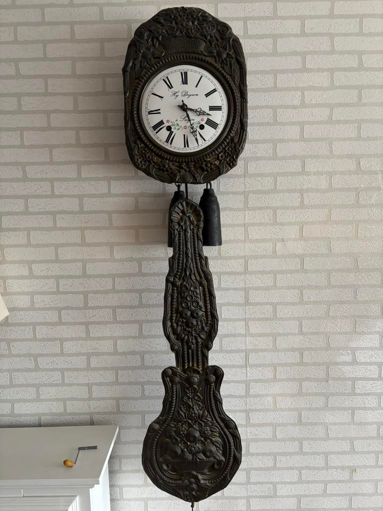 Franse Comtoise klok met bloemslinger, Antiek en Kunst, Ophalen