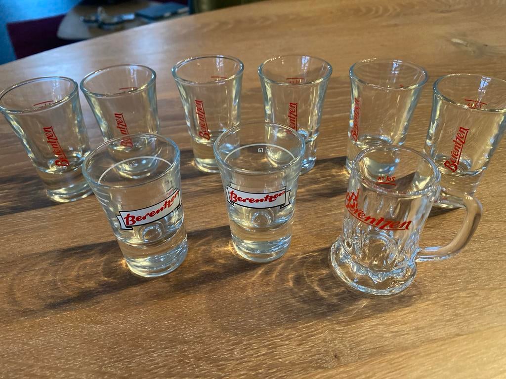 Set van 9 Berentzen shotglaasjes, Ophalen of Verzenden, Gebruikt, Overige materialen, Los bestek