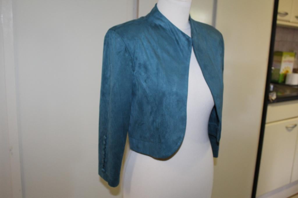 Joseph Ribkoff prachtig petrol blauw jersey bolero jasje M