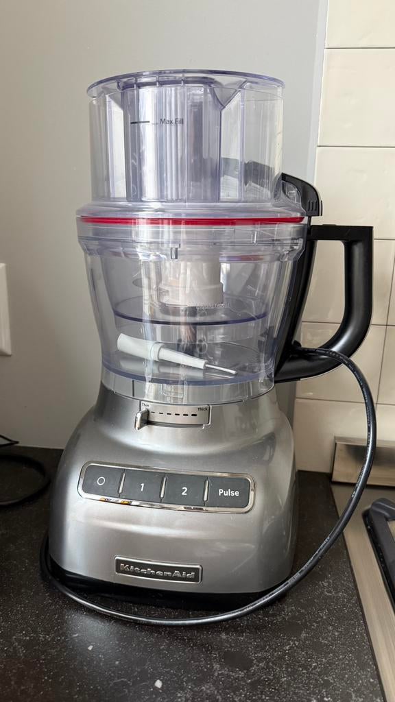KitchenAid Foodprocessor Zilver 3,1 L, Ophalen, 4 liter of meer, 3 snelheden of meer, Zo goed als nieuw