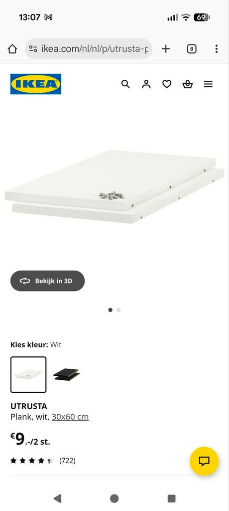 Ikea Utrusta Legplanken - Wit 30x60cm, Huis en Inrichting, Keuken | Keukenelementen, Ophalen, Nieuw