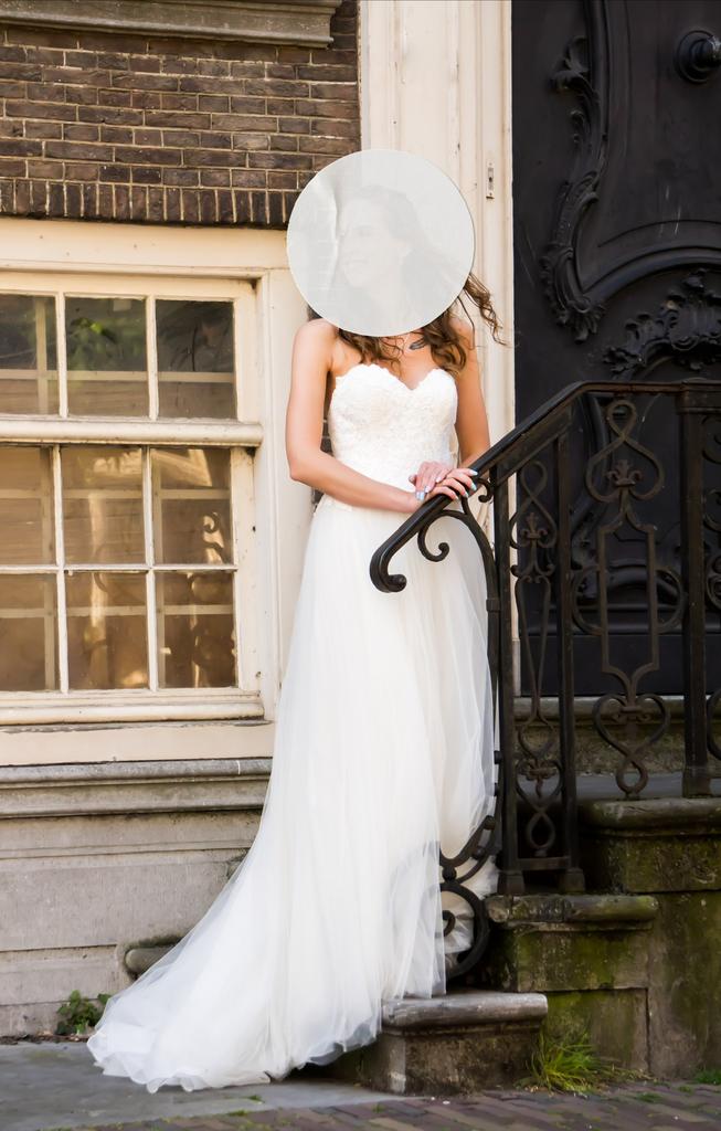 Strapless trouwjurk, Ophalen of Verzenden, Zo goed als nieuw, Wit, Trouwjurk