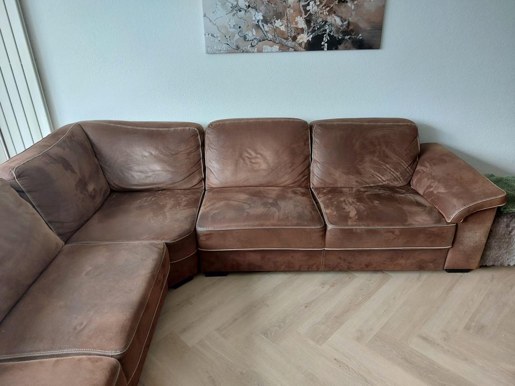 Bruine hoekbank, Ophalen, Gebruikt, Hoekbank, 300 cm of meer