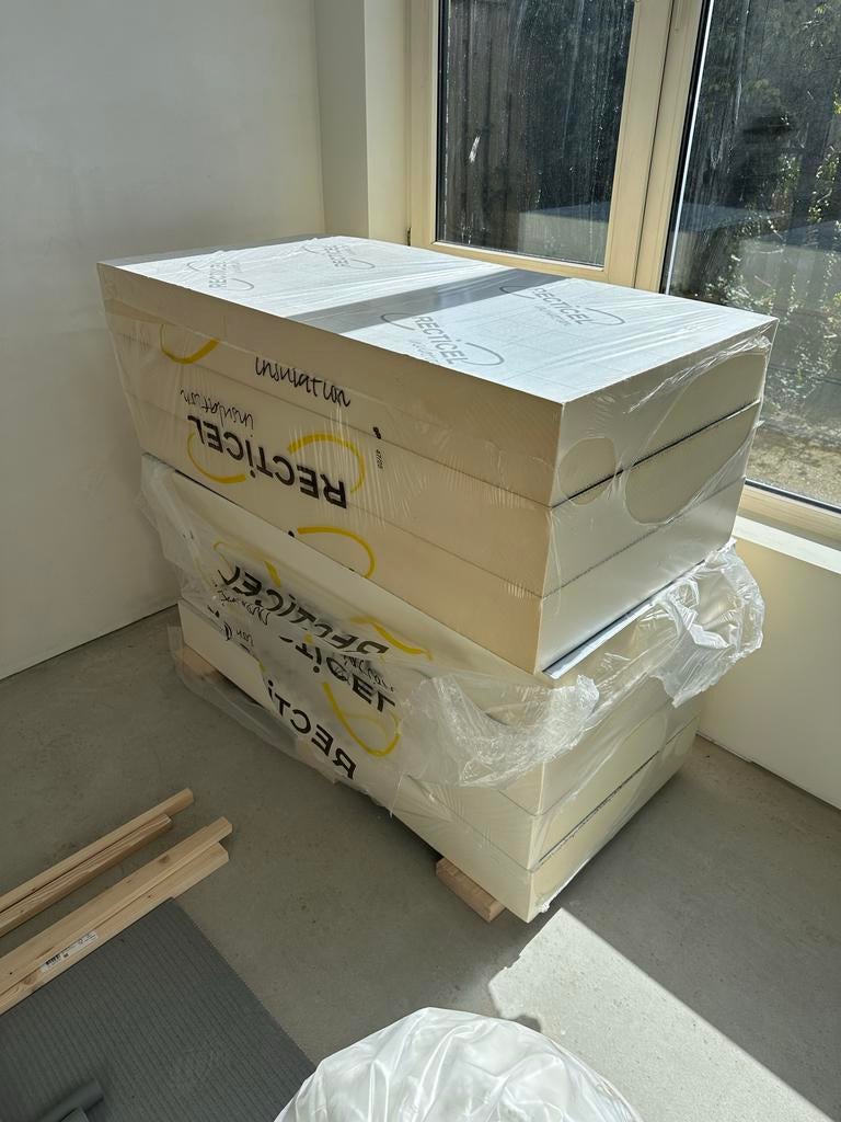 Recticel PIR 2-zijdig aluminium 1200x600x142mm (nieuw), Doe-het-zelf en Verbouw, Isolatie en Afdichting, Ophalen, Dakisolatie