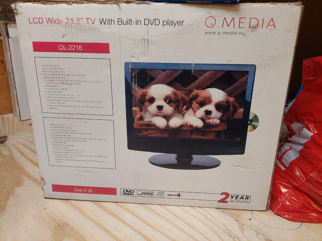 Q.MEDIA QL-2216 LCD TV met ingebouwde DVD-speler, Gebruikt, LCD, Minder dan 40 cm, Ophalen