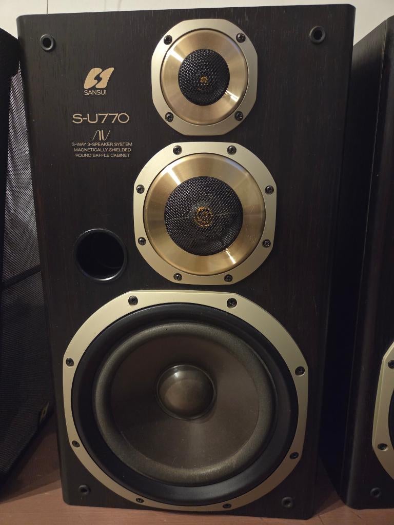Sansui S-U770 3 weg speaker vintage, Audio, Tv en Foto, Luidsprekers, Zo goed als nieuw, 60 tot 120 watt, Front, Rear of Stereo speakers