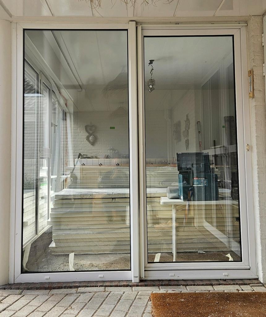 Kunststof Schuifpui 200x216cm met Dubbel Glas, Doe-het-zelf en Verbouw, Ophalen, Kunststof, Gebruikt, 150 tot 225 cm