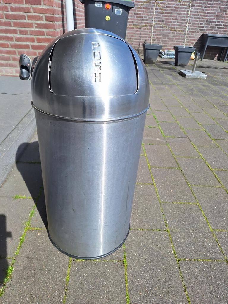 Push prullenbak, Huis en Inrichting, Woonaccessoires | Prullenbakken, 40 liter of meer, Ophalen, Rvs, 75 cm of meer